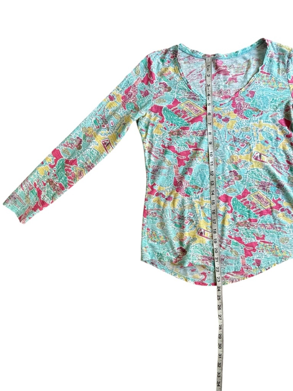Lilly‎ Pulitzer “In The Beginning” Printed V-Neck Long Sleeve Top – Size Medium - Picture 5 of 12
